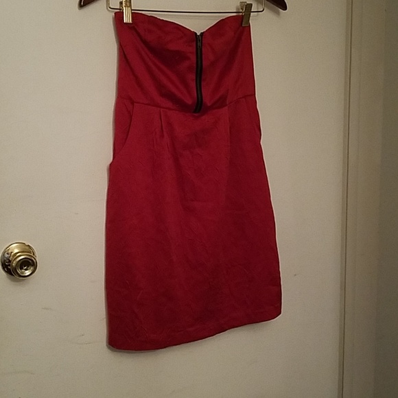 silence + noise Dresses & Skirts - Red strapless dress with bust zipper and pockets